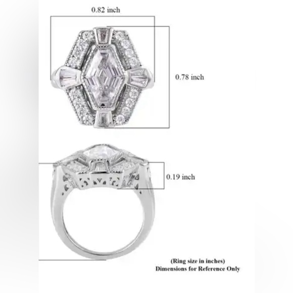 Lustro Stella Finest CZ Ring in Platinum Over Sterling Silver 6.40 ctw - Picture 3 of 3